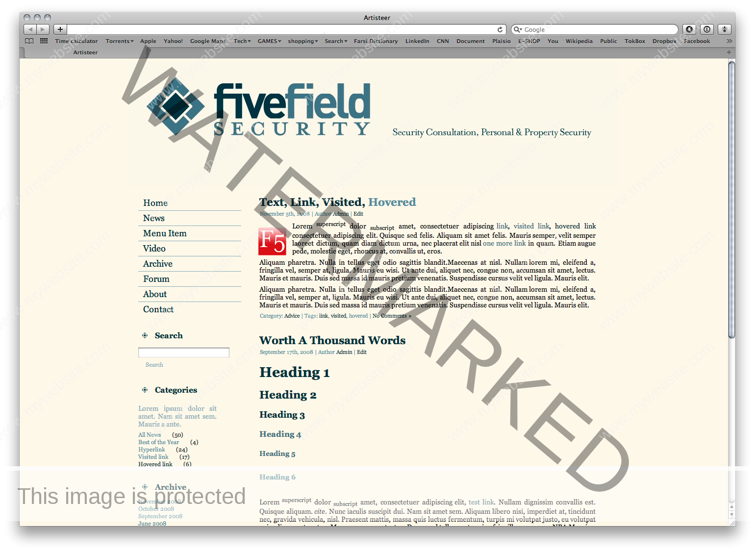 Fivefield Security Website proposal 2
